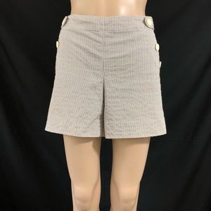 Harolds Shorts Sz 6 Khaki White Sailor Seersucker